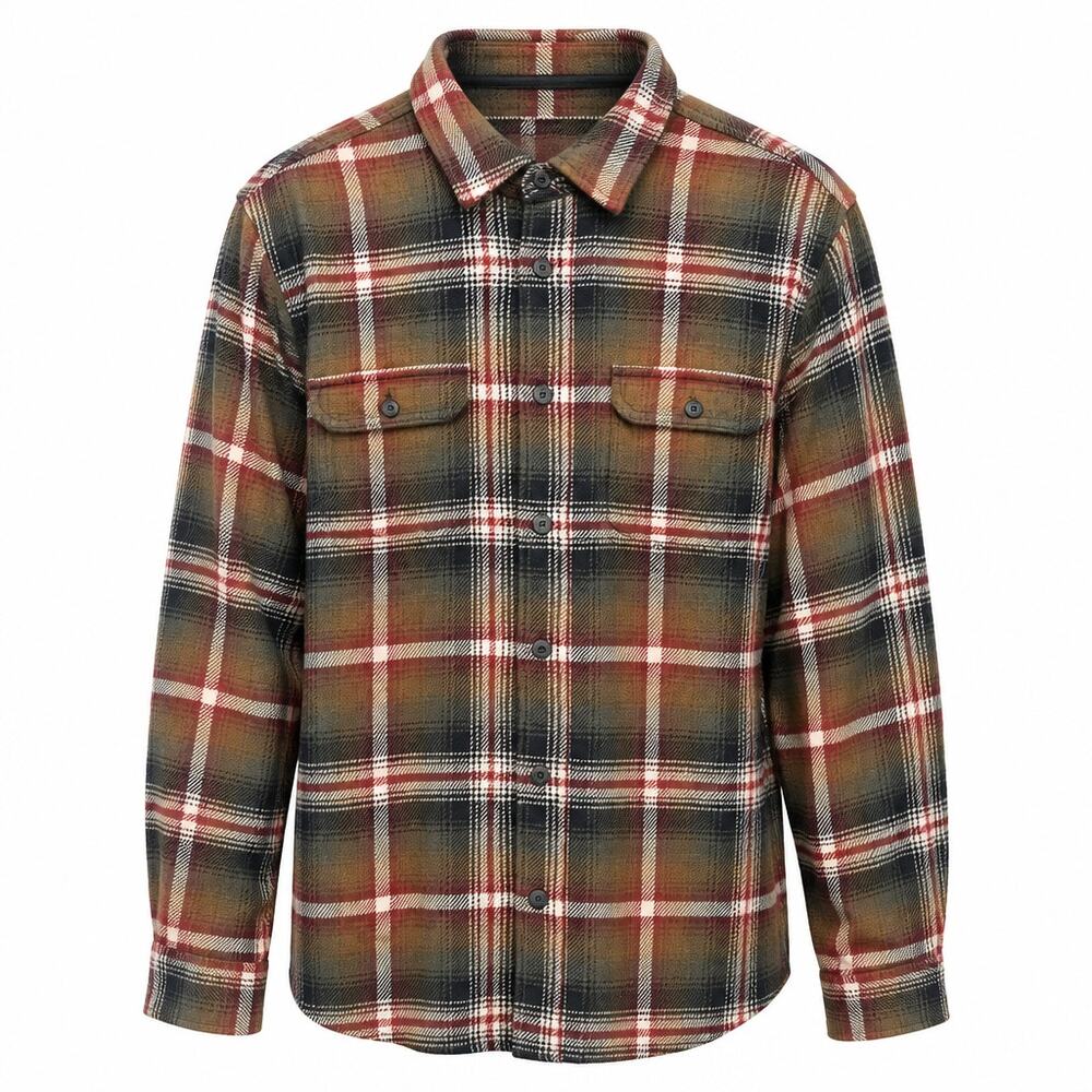 Orvis Big Bear Heavyweight Flannel Shirt Jacket Shacket Plaid Mens Large Pockets